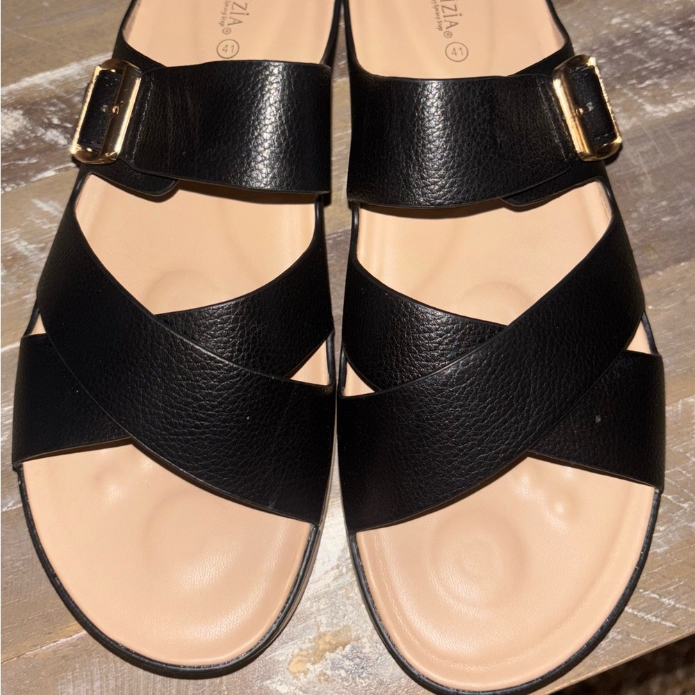 Patrizia Black Leather Sandals